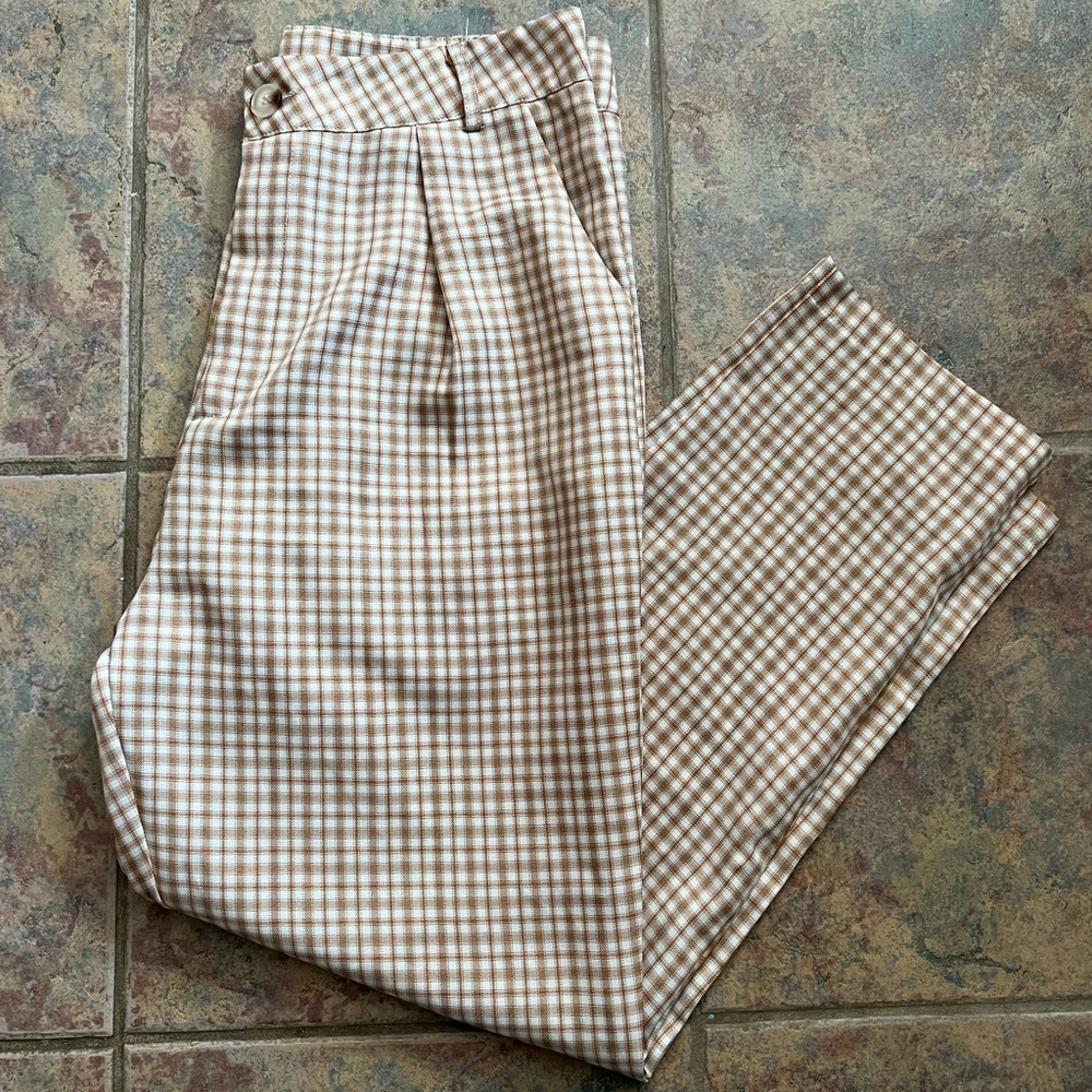 shein | large plaid pants | pastel plaid